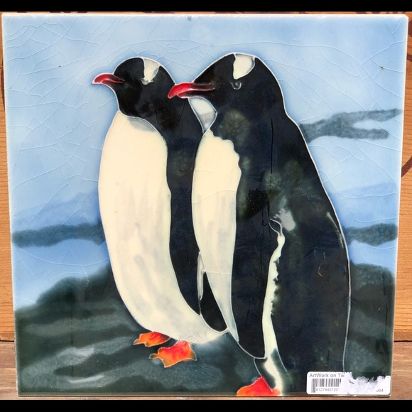8x8 Muddy Waters Penguin Decorative Artwork on Tile - Picture 2 of 4